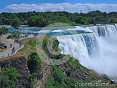 Park at the edge of the American Falls at Niagara Falls Editorial Stock Photo