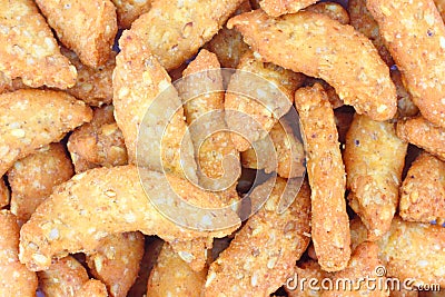 Close view of sesame snack sticks Stock Photo