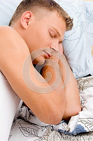 Close view of sleeping young male Stock Photo