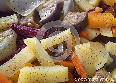 Pile of steamed vegetable closeup Stock Photo