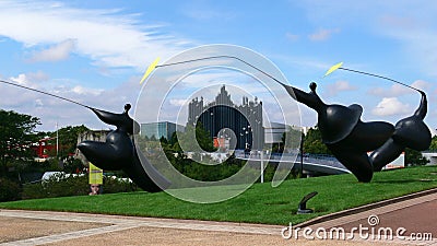 Dancing statues in the Futuroscope near Poitiers Editorial Stock Photo