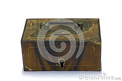 Close vintage chest isolated on white Stock Photo