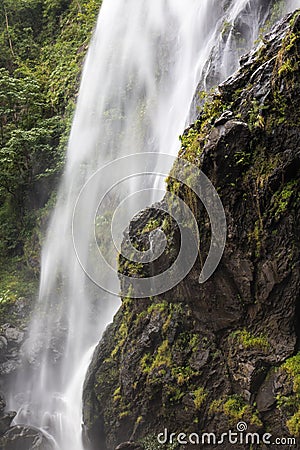 Close waterfall rocks. Stock Photo