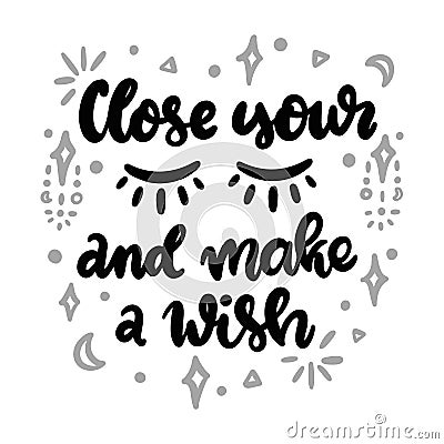 Close your eyes and make a wish. Vector Illustration
