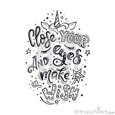 Close your eyes and make wish Vector Illustration