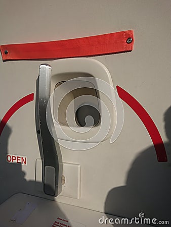 Aircraft door, interior Stock Photo