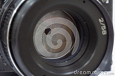Closed-aperture lens-it`s ready to shoot in bright light Stock Photo