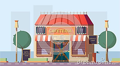 Closed because of bankruptcy cafe cartoon vector Vector Illustration