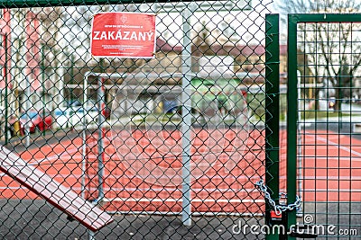Closed basketball and football playground Editorial Stock Photo