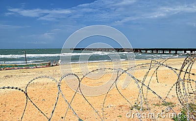 Closed Beach Stock Photo