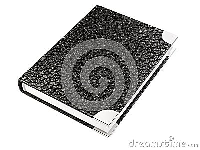 Closed black leather notebook Stock Photo