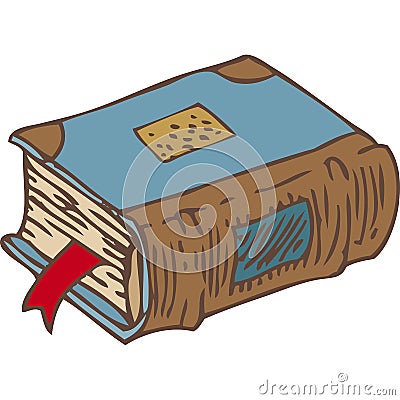 Closed Book with Bookmark and Blue Cover Vector Illustration
