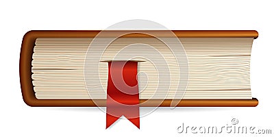 Closed book with bookmark. Side view literary volume Vector Illustration