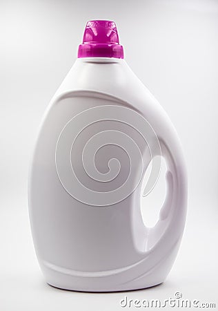Closed bottle of clothes conditioner, closeup Stock Photo