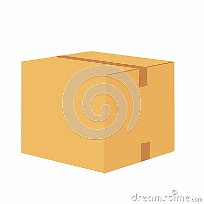 closed box cardboard icon with fragile signs. cardboard box mockup. Vector Illustration