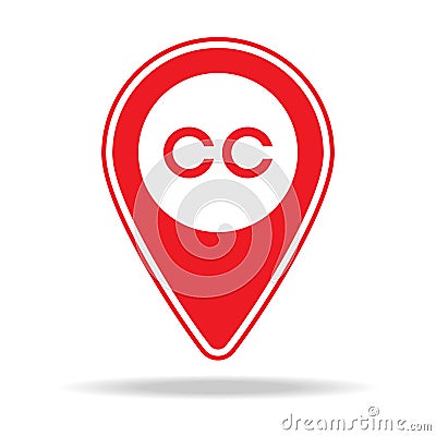 closed captioning map pin icon. Element of warning navigation pin icon for mobile concept and web apps. Detailed closed captioning Stock Photo