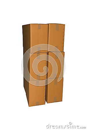 Closed cardboard box taped Stock Photo