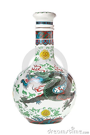Closed ceramic bottle of chinese drink baijiu Editorial Stock Photo