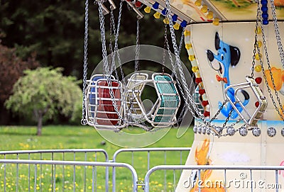 Closed children`s carousel, for prevention of COIVD-19 or coronavirus Stock Photo