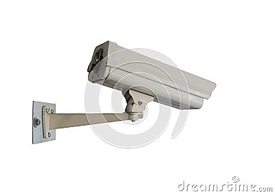 closed circuit camera of CCTV isolated on white background. Stock Photo