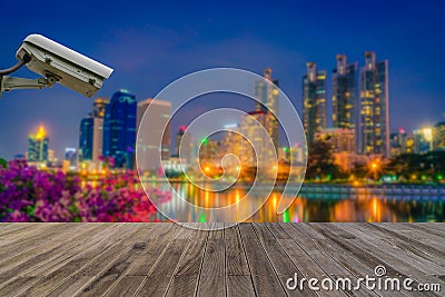 Closed Circuit Television camera monitoring of Benchakitti Park Stock Photo