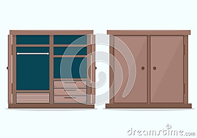 Closed cloths wardrobe. Vector Illustration