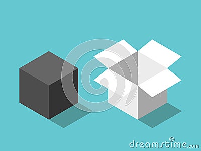 Closed cube, open box Vector Illustration