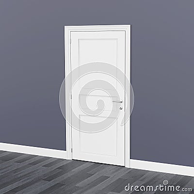 Closed door 3D Cartoon Illustration