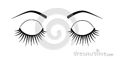 Closed eyes eyelash extensions Vector Illustration