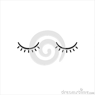 Closed eyes icon. Makeup and eyelid symbol. Flat design. Stock Vector illustration Vector Illustration