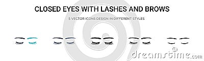 Closed eyes with lashes and brows icon in filled, thin line, outline and stroke style. Vector illustration of two colored and Vector Illustration