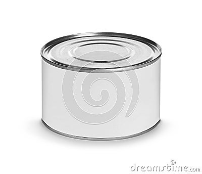 Closed fish or food tin can with blank Stock Photo
