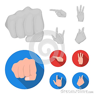 Closed fist, index, and other gestures. Hand gestures set collection icons in monochrome,flat style vector symbol stock Vector Illustration