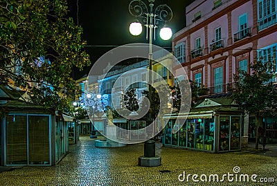 closed flower shops on the plaza topete in the spanish city cadiz...IMAGE Stock Photo