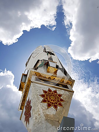 Closed Giant Umbrella of Baiturrahman Grand Mosque Stock Photo