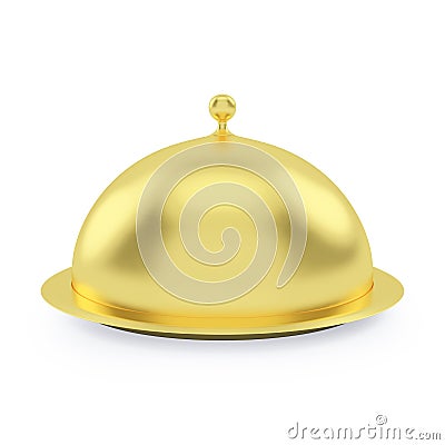 Closed gold tray on a white background Stock Photo