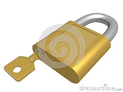 The closed lock with key. Stock Photo