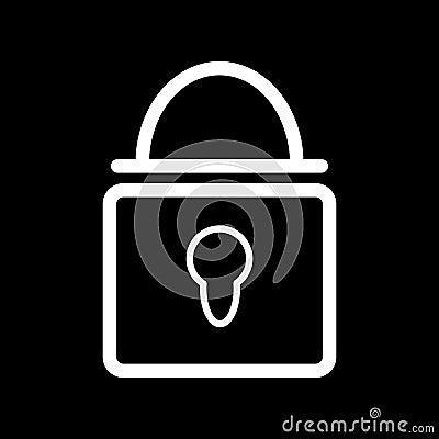 Closed lock vector icon. Black and white lock illustration. Outline linear icon. Vector Illustration