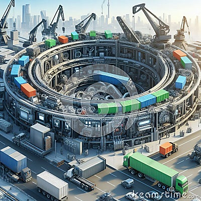Closed Loop Material Usage Developing transportation vehicle sy Stock Photo