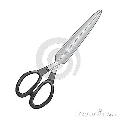 Closed metal scissors with black handle Vector Illustration