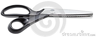 Closed modern pinking shears with black handles Stock Photo