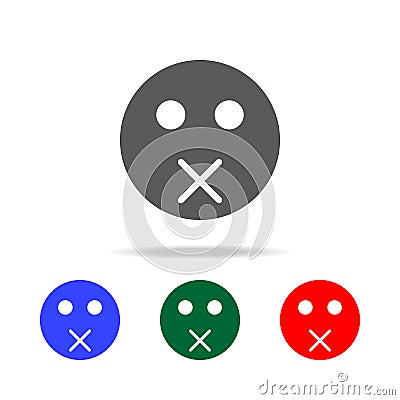 closed mouth face icon. Elements in multi colored icons for mobile concept and web apps. Icons for website design and development, Stock Photo