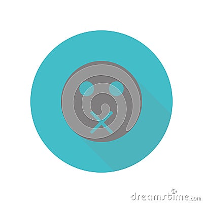Closed mouth face long shadow icon. Simple glyph, flat vector of web icons for ui and ux, website or mobile application Stock Photo