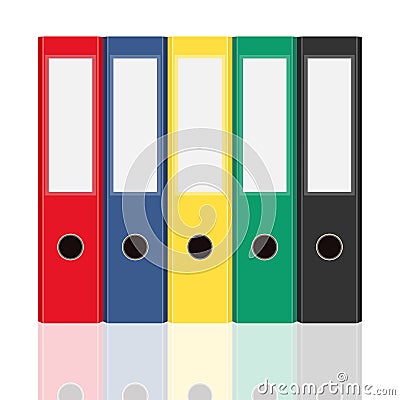 Closed office binders set isolated on white background. Side view vector illustration. Vector Illustration