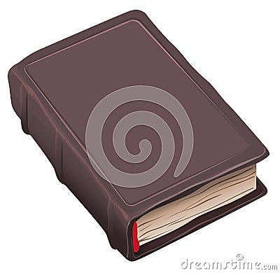 Closed old book in brown cover Vector Illustration