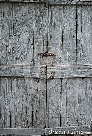 Closed old wooden door Stock Photo