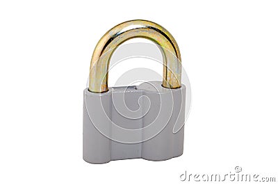 Closed padlock isolated on white Stock Photo