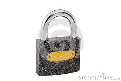 Closed padlock isolated on white Stock Photo