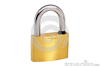 Closed padlock isolated on white Stock Photo