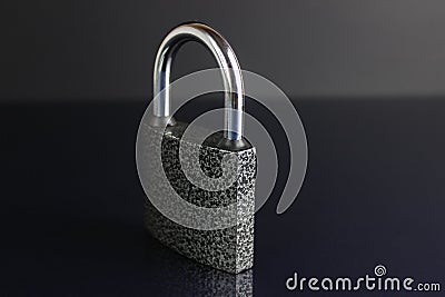 Closed padlocks on a dark background. Mirror reflection of closed locks. Dark background Stock Photo